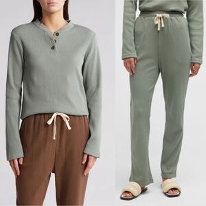 ONIA cotton waffle knit Henley & cropped flared pants set